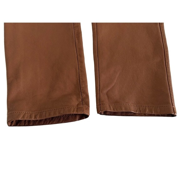 Neiman Marcus | Exclusive Women's Brown Elastic Waist Leather Pants Size Medium - Picture 11 of 15